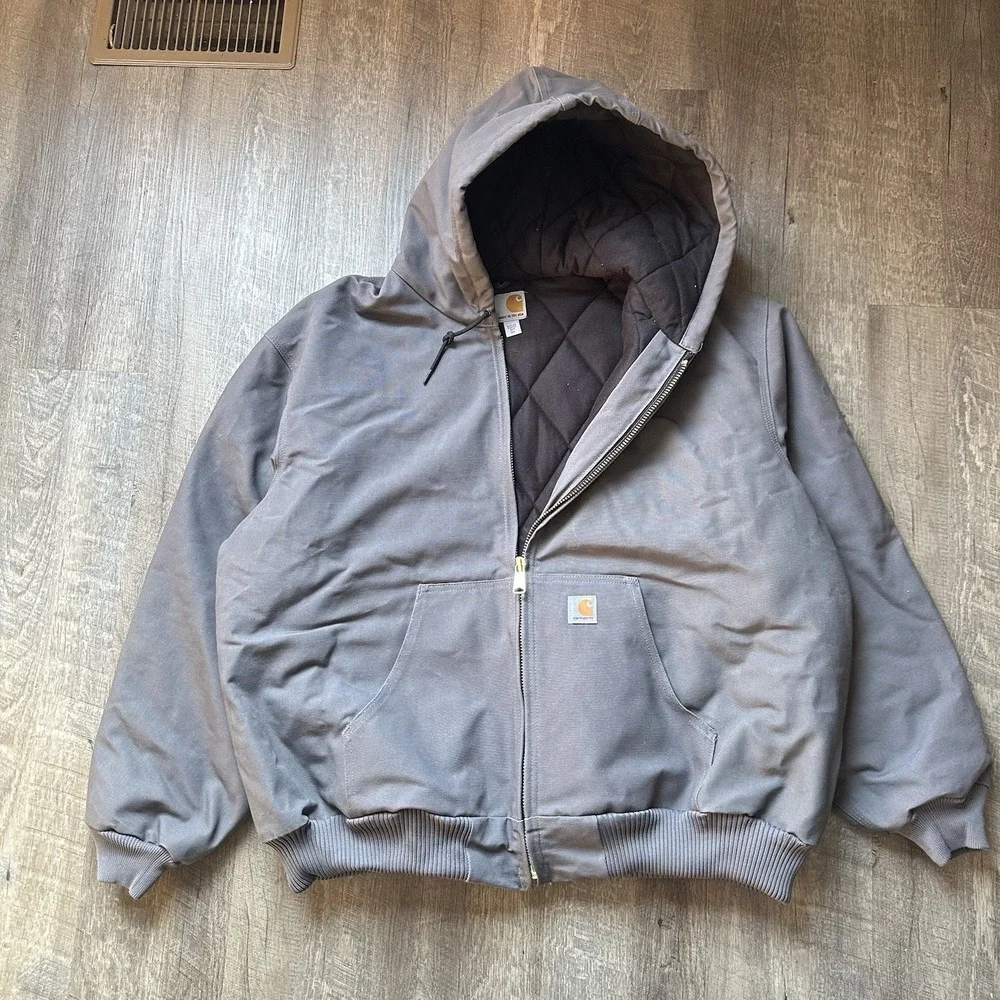 Vintage 90s Y2K J130 ARG Carhartt Sandstone‎ Duck Active Jacket Army Gray 3XL